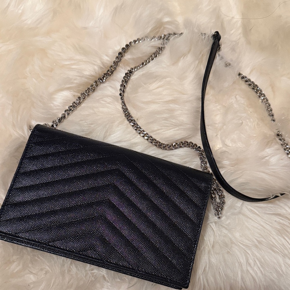YSL Saint Laurent Black Quilted Chain Wallet Shoulder Bag - Picture 3 of 5